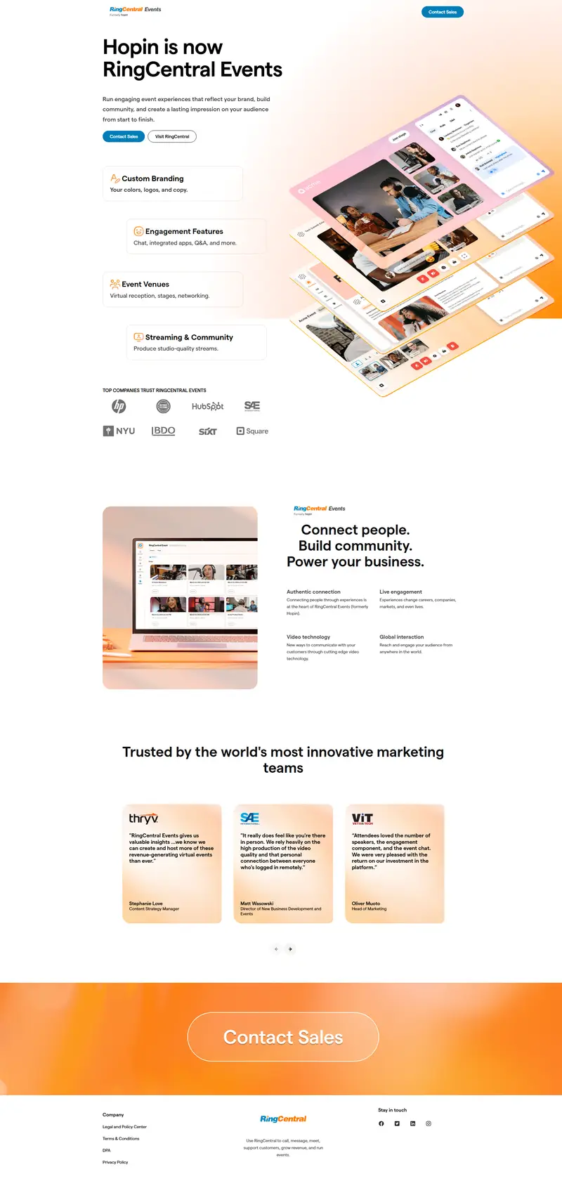Hopin is now RingCentral Events website screenshot