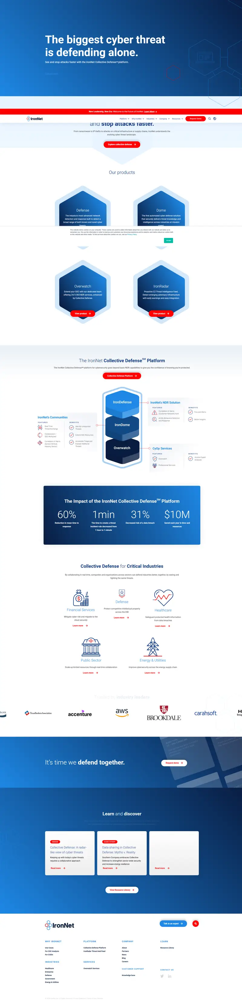 IronNet | Cybersecurity Solutions | Collective Defense website screenshot