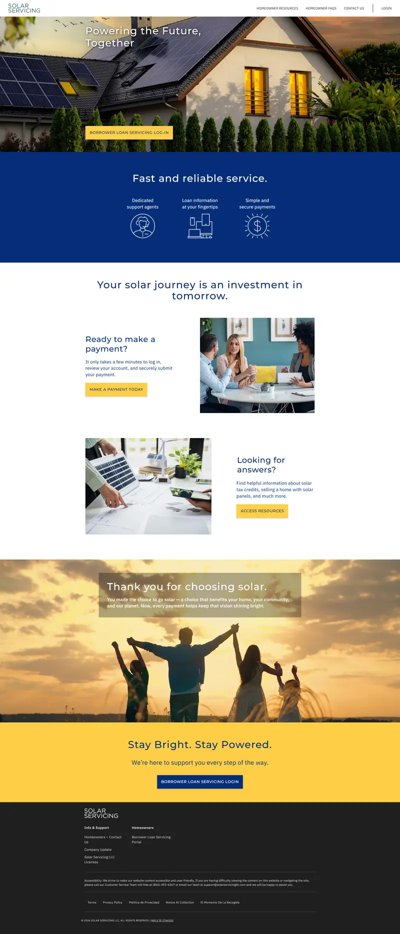 Solar Servicing | Powering the Future, Together website screenshot