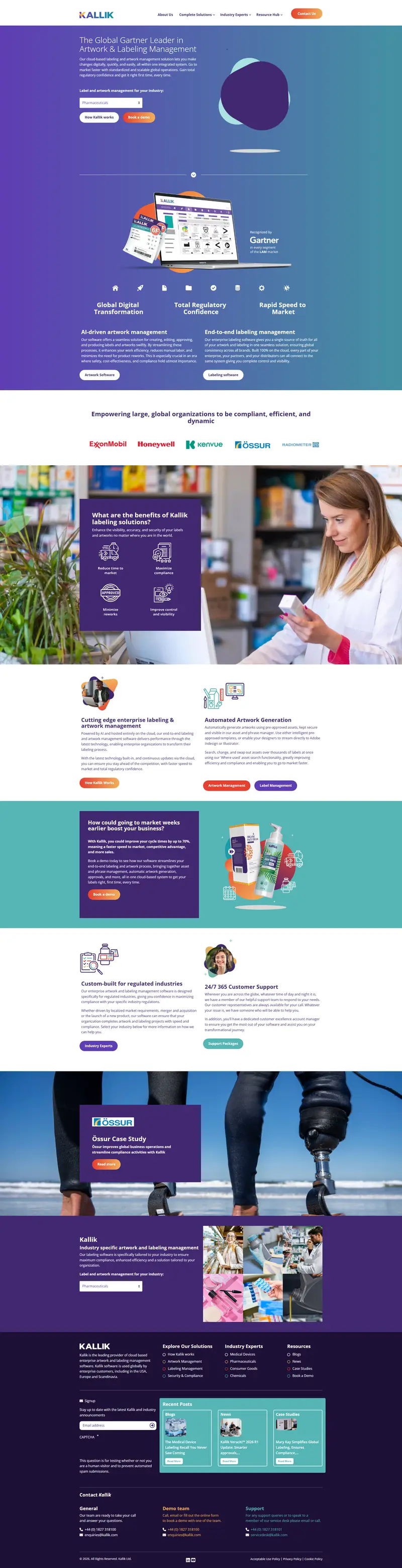 End-to-End Labeling and Artwork Management Software | Kallik website screenshot