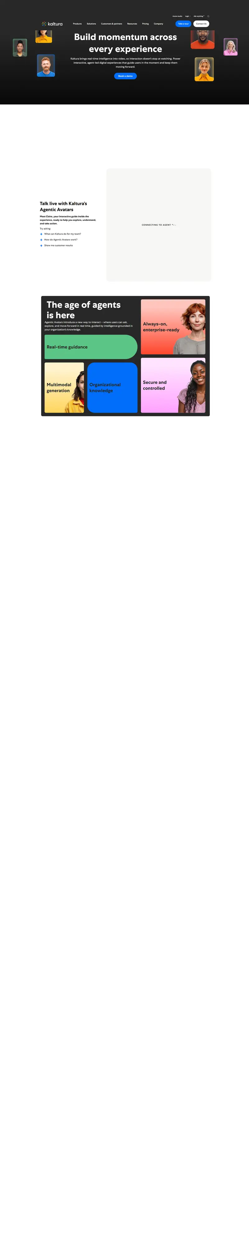 Kaltura video solutions for superior webinars, events, hubs & more website screenshot