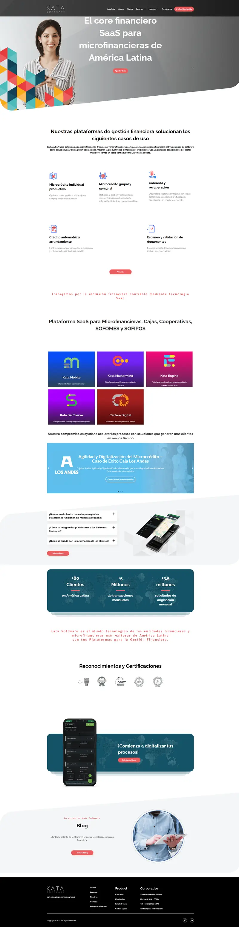 Software para Microfinancieras | Kata Software website screenshot