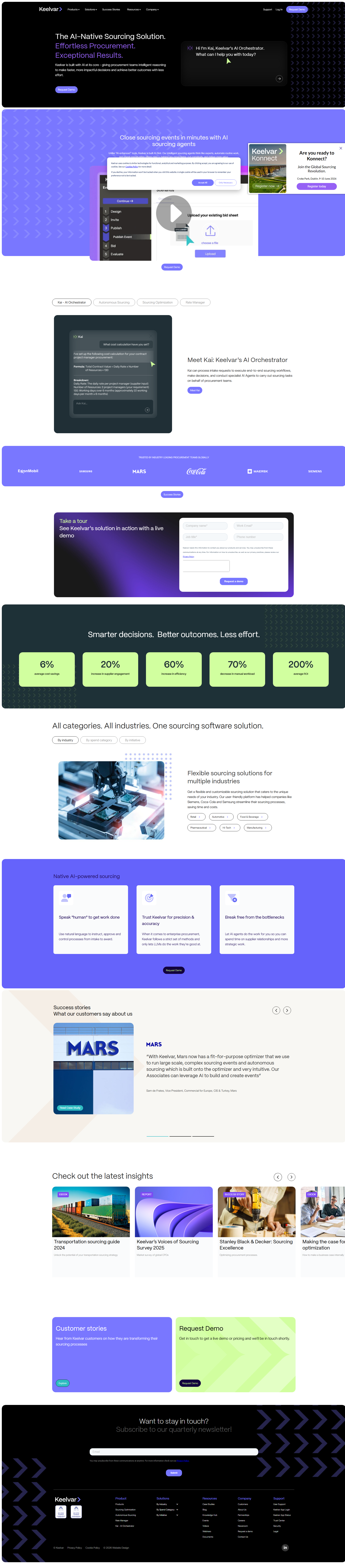 AI-Native eSourcing Software Solutions - Keelvar website screenshot