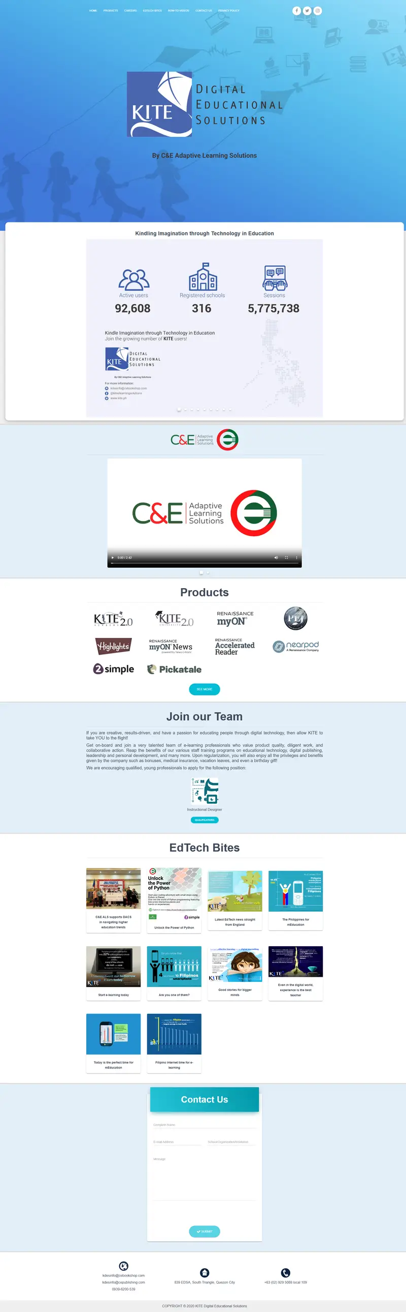 KITE Digital Educational Solutions website screenshot