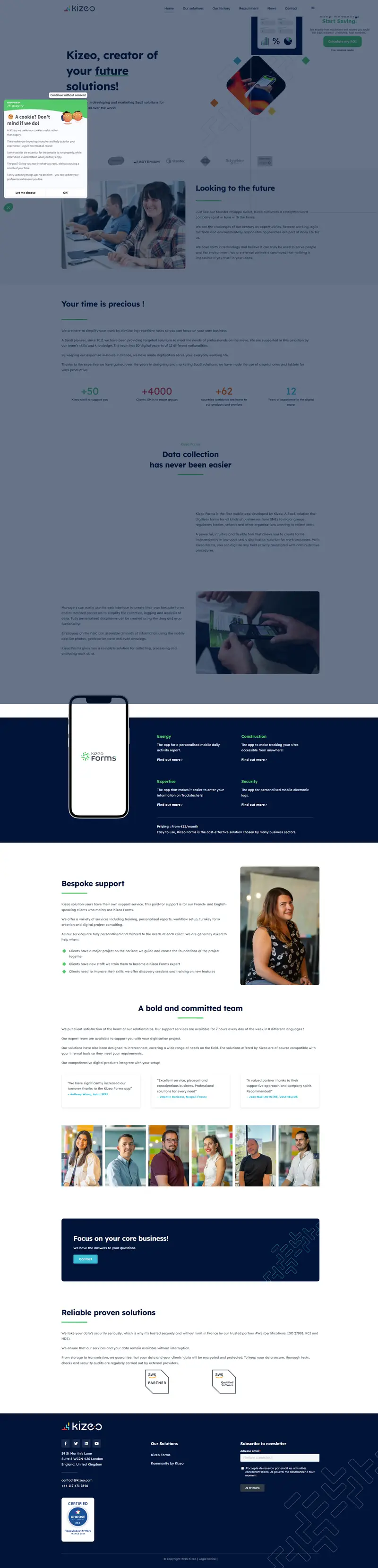 Home - Kizeo website screenshot