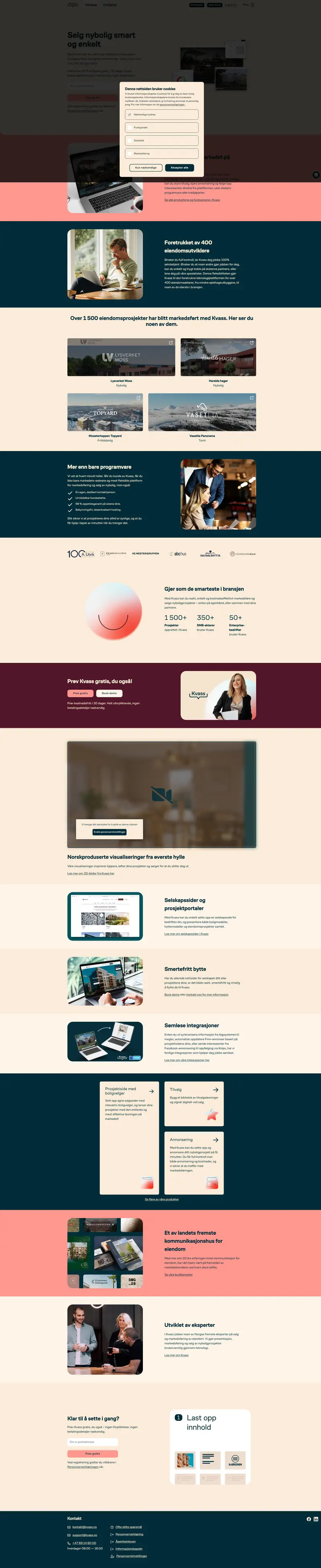 Kvass | Selg nybolig smart og enkelt website screenshot