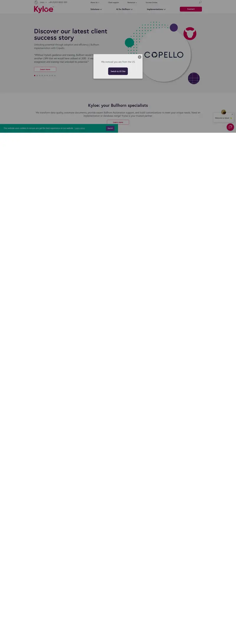 Maximise Bullhorn ROI. Save time and money  - Kyloe Partners website screenshot