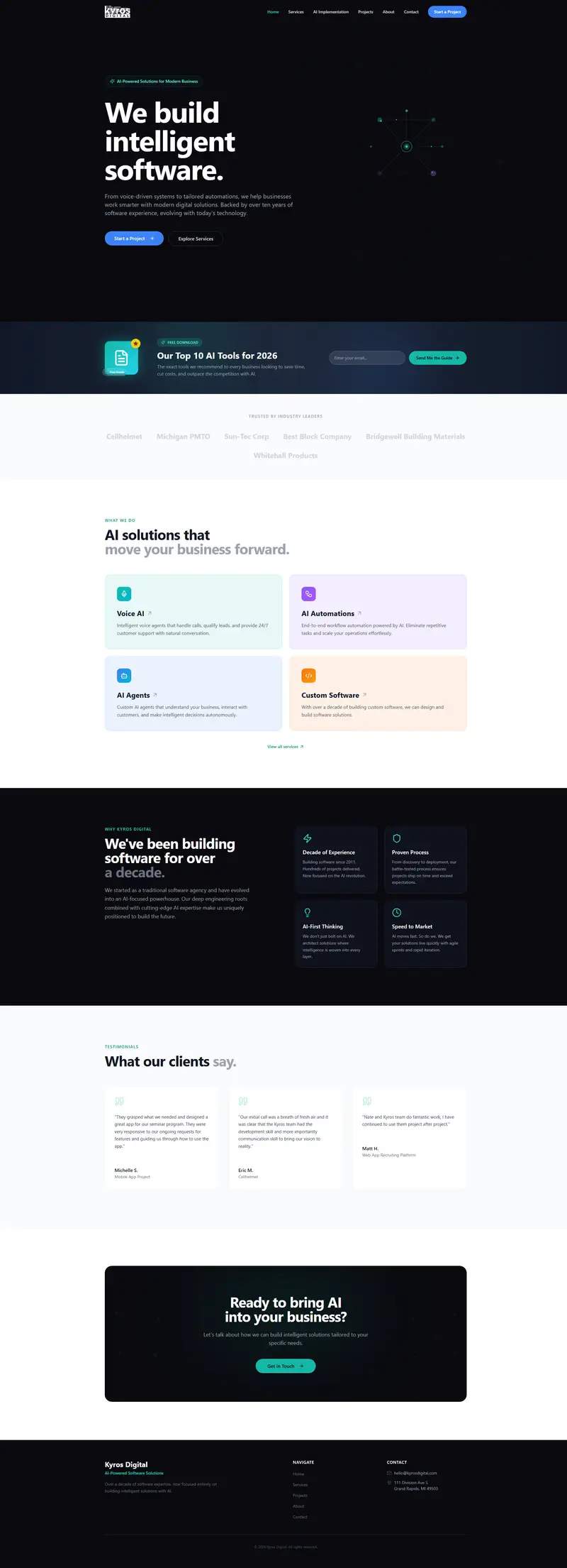 Kyros Digital - AI-Powered Software Solutions & Agency website screenshot