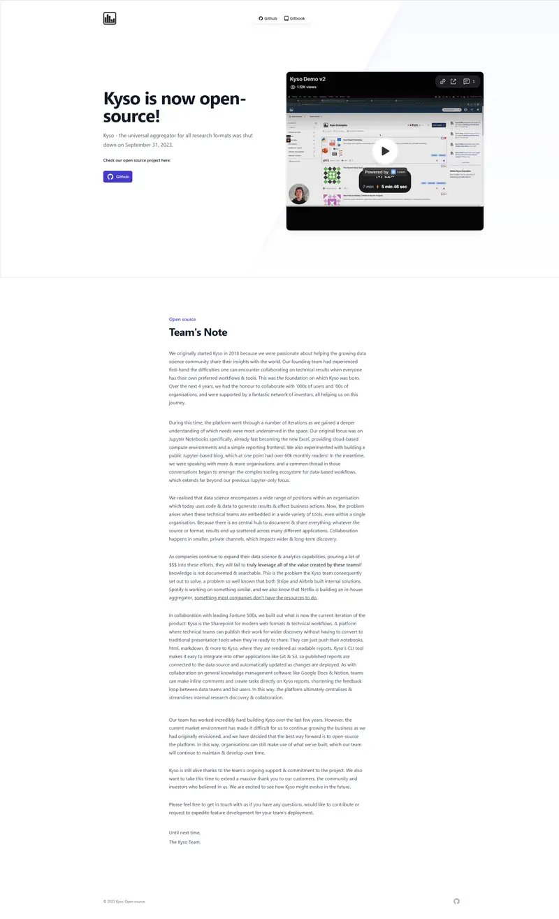 Kyso website screenshot