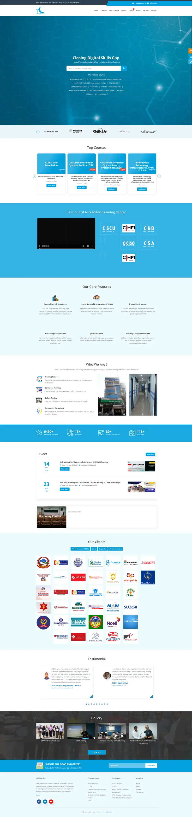 Laba Pvt. Ltd. IT Training Center, Technology & Services, Software Development website screenshot
