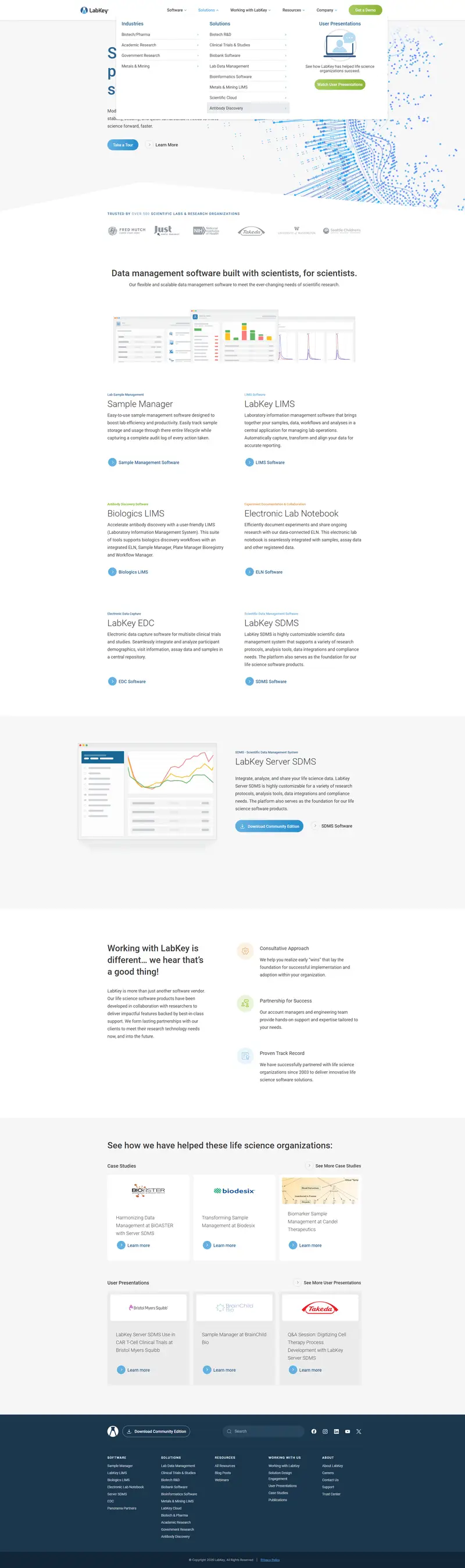 Data Management Software for Science | LabKey website screenshot