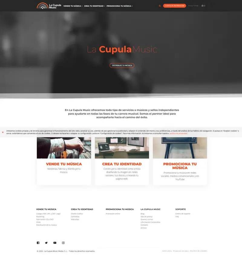 La Cupula Music Distribución Digital y servicios website screenshot