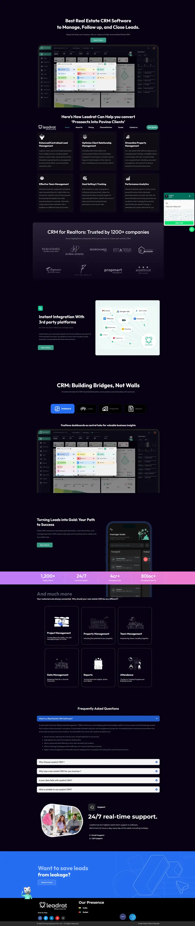 Leadrat CRM – #1 Real Estate CRM Software in India & Dubai website screenshot