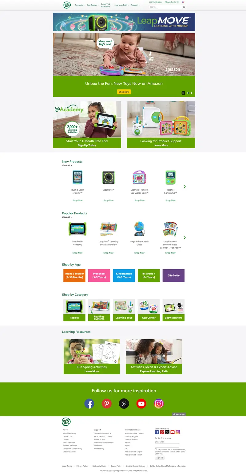 Kids Learning Games | Educational Toys & Kids Tablets | LeapFrog website screenshot
