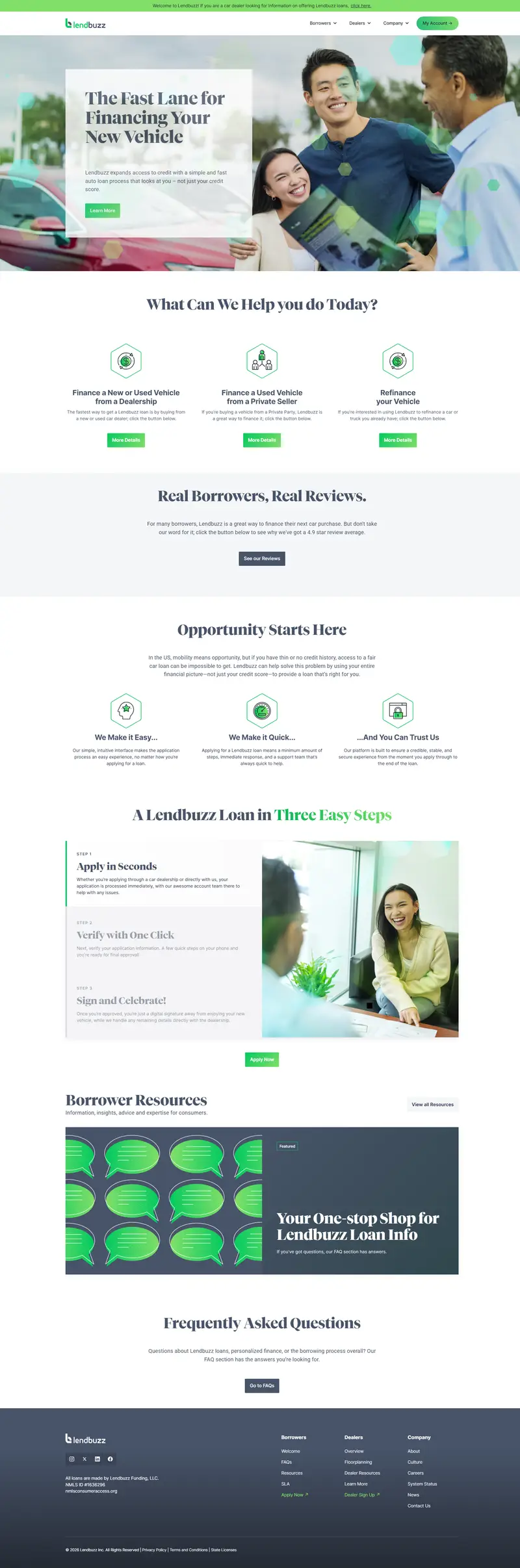 Car Loans Made Fast and Simple - Lendbuzz website screenshot