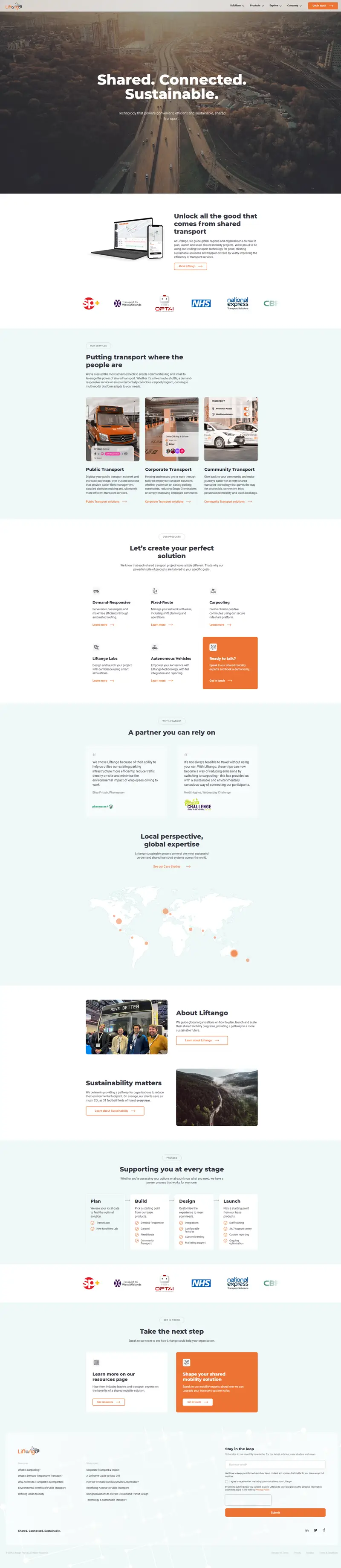 Liftango | On-Demand Shared Transport website screenshot