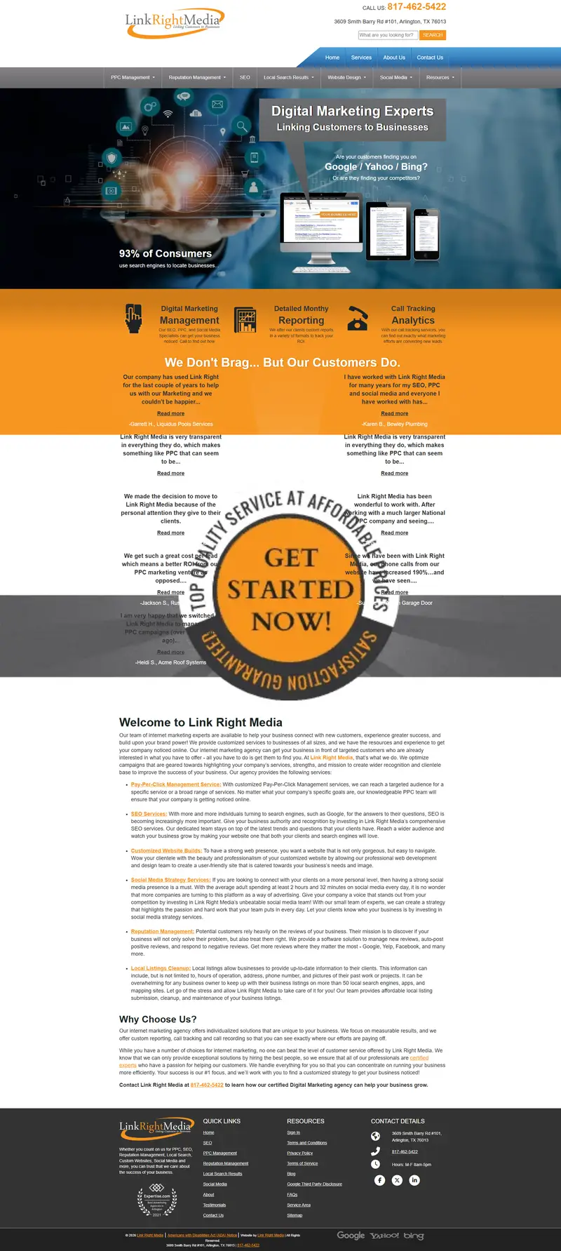 Link Right Media | Internet Marketing in Arlington, TX | PPC Management website screenshot