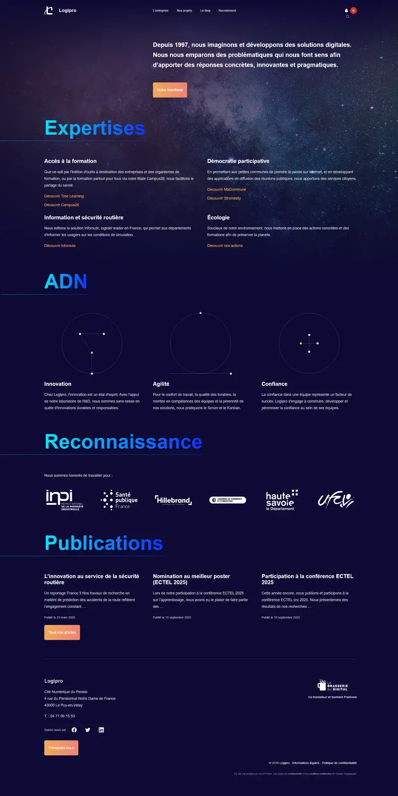 Logipro • Solutions digitales et formation website screenshot