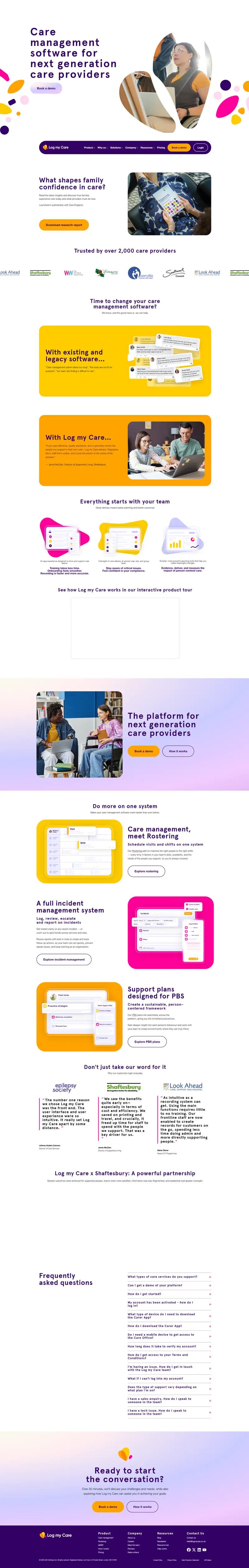 Log my Care – The UK's best Care Management Software website screenshot