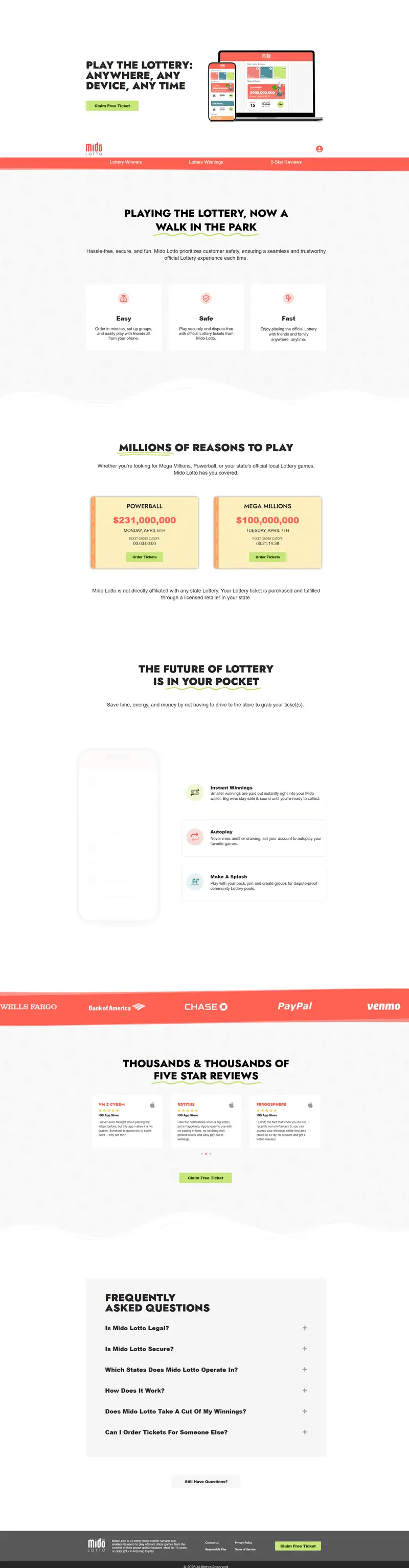 Mido Lotto - Official Lottery Tickets On Your Phone website screenshot