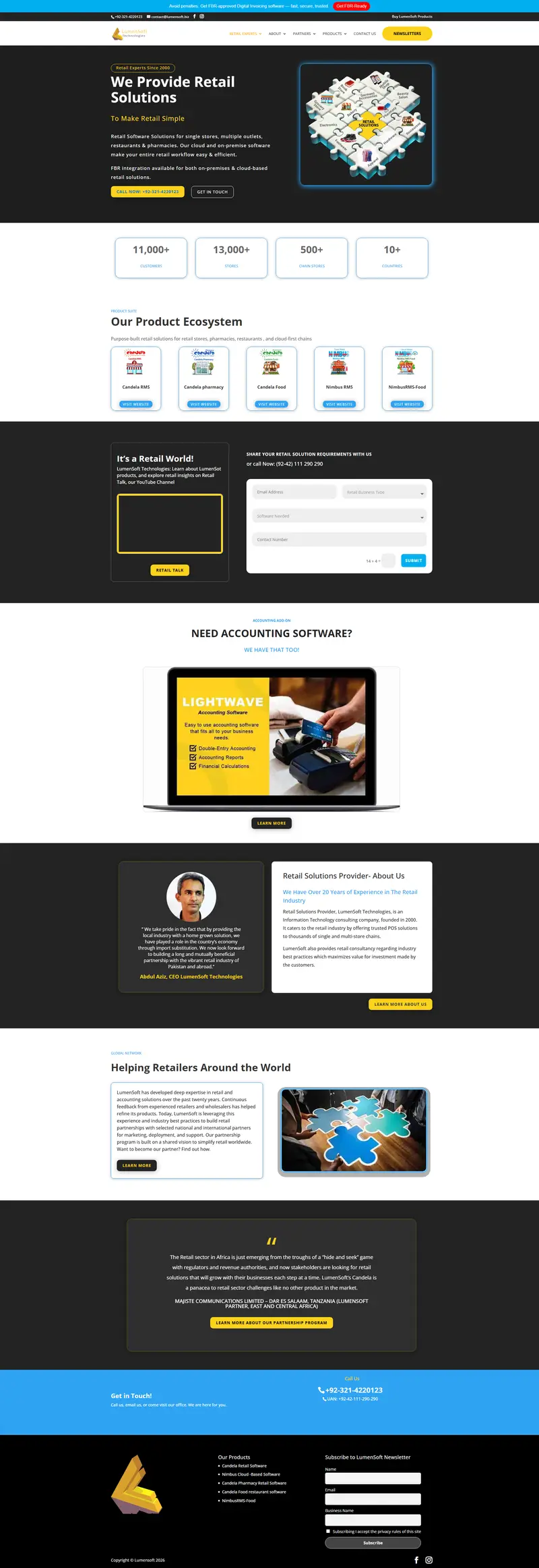 Retail Solutions- Making Retail Simple | LumenSoft Technologies website screenshot