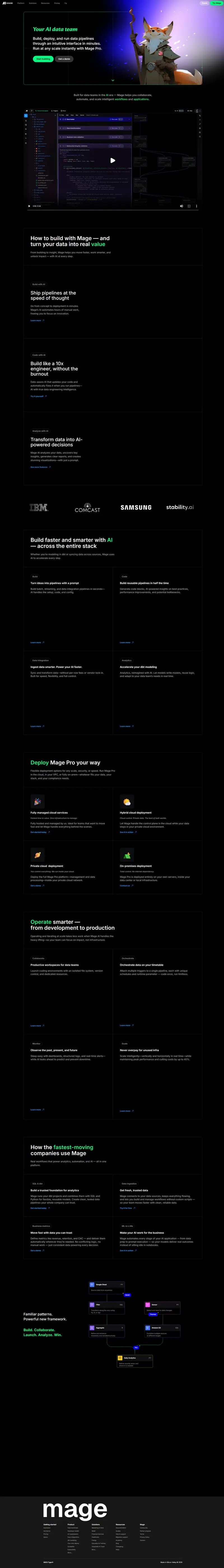 AI-native data platform for the Enterprise – Mage AI website screenshot