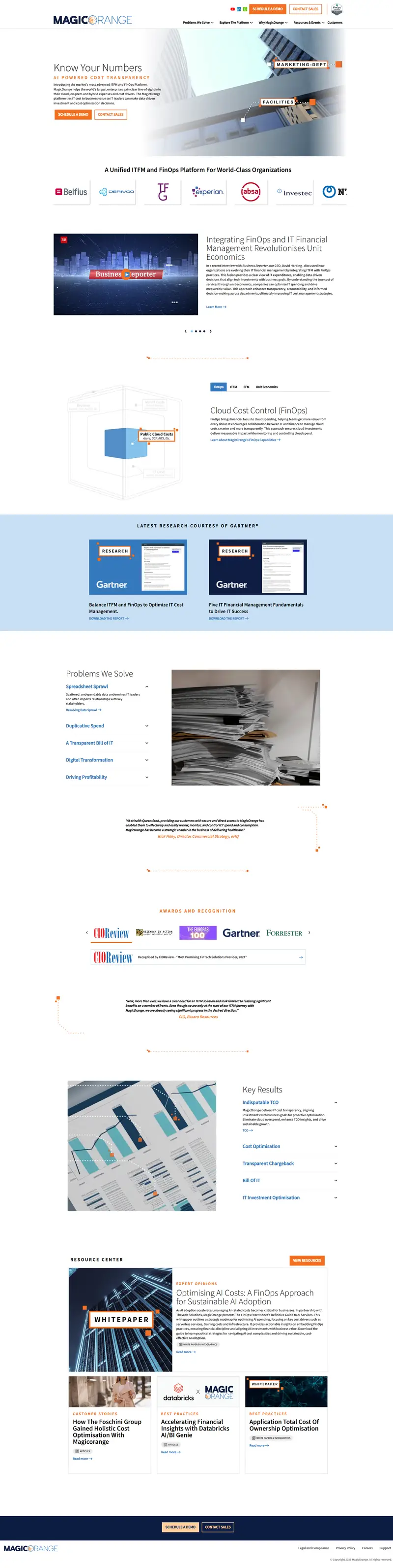 ITFM and FinOps Software - MagicOrange website screenshot