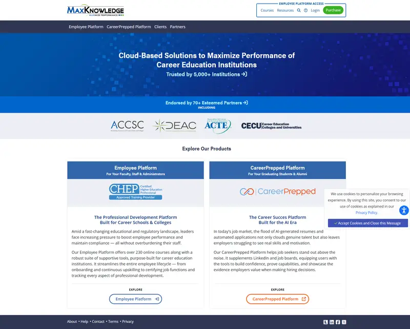 MaxKnowledge website screenshot