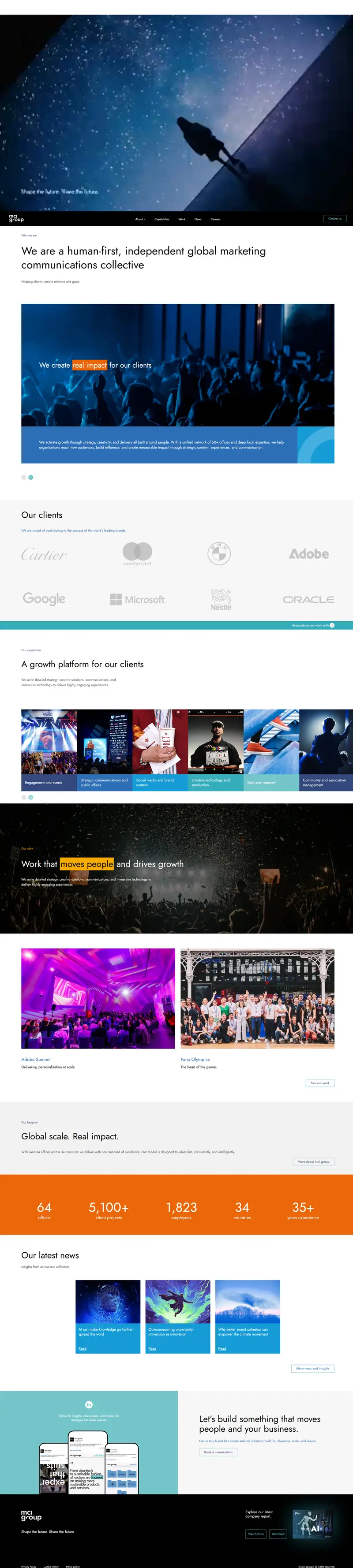Homepage - mci group website screenshot