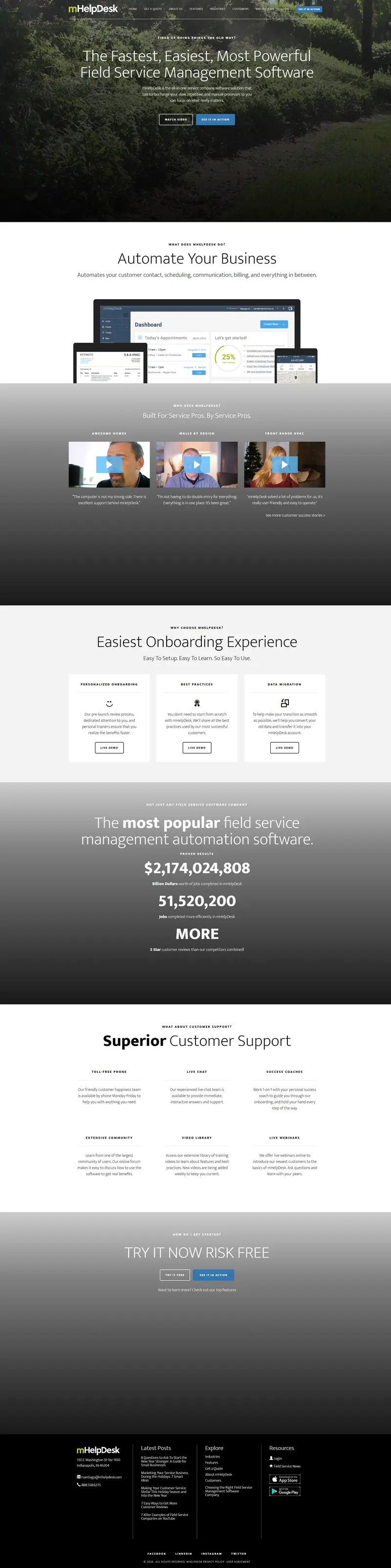 Best Field Service Management Software & Mobile App - mHelpDesk website screenshot
