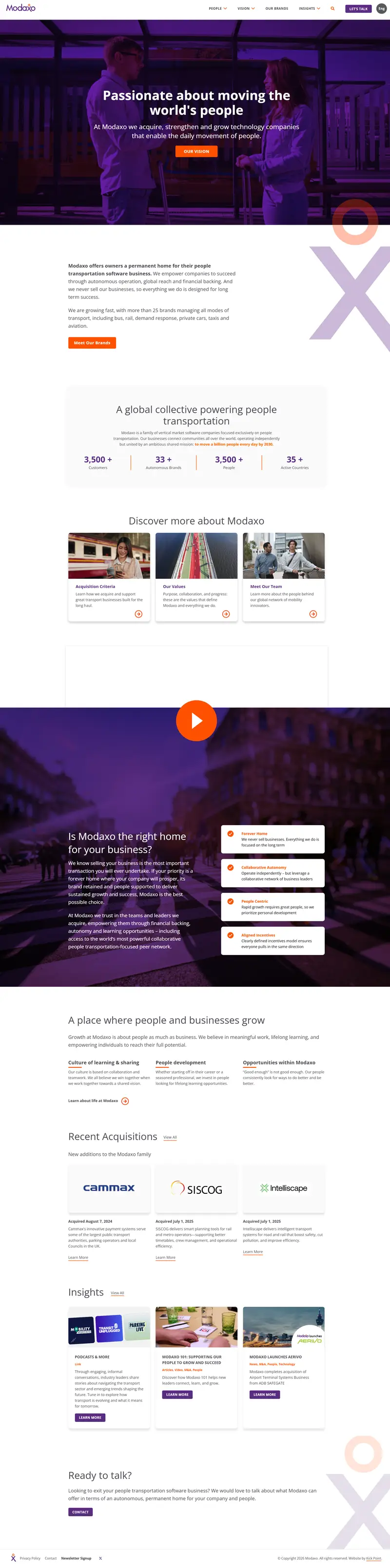 Modaxo | Global Collective of People Transportation Companies website screenshot