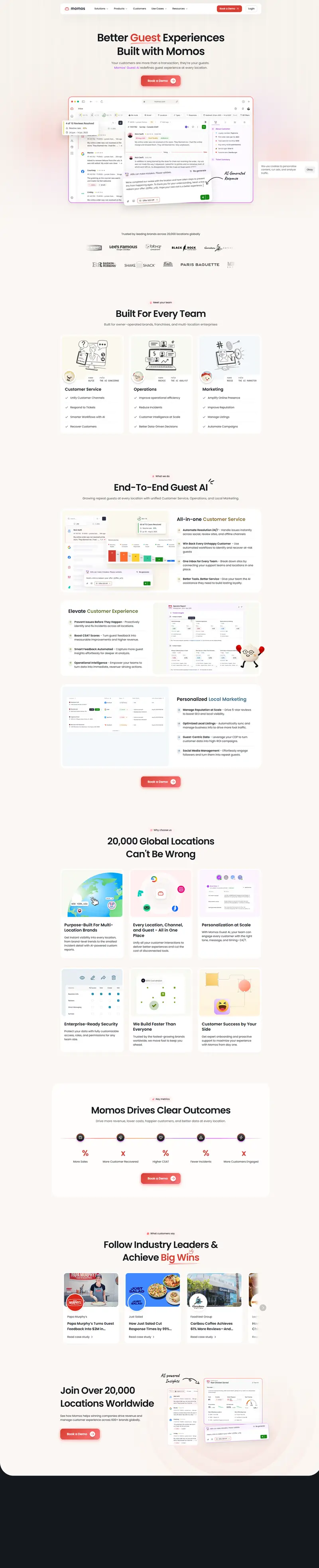 Momos Guest AI | Better Guest Experiences. Built with Momos. website screenshot