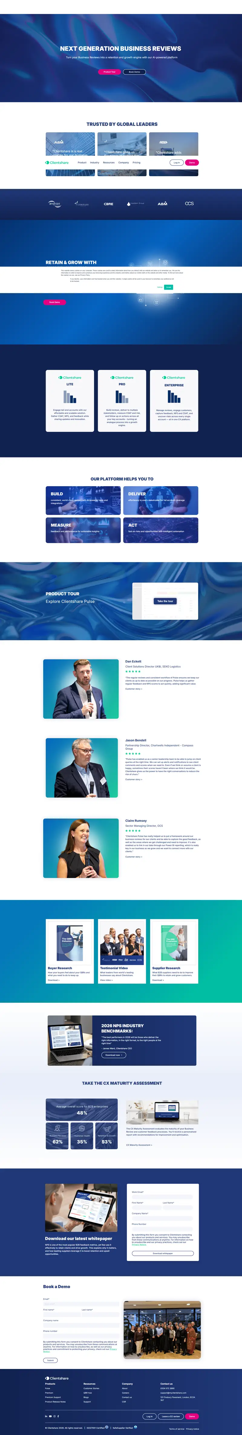 Home | Clientshare - leading digital Business Reviews platform website screenshot