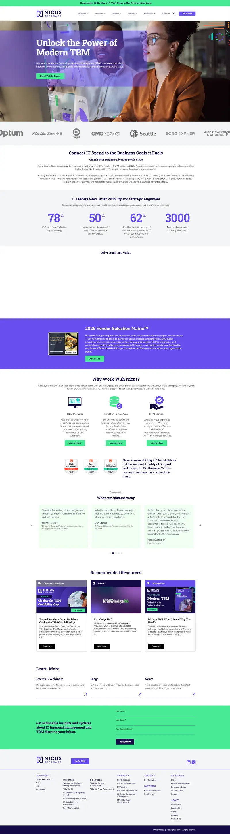 IT Financial Management Solutions | Nicus website screenshot