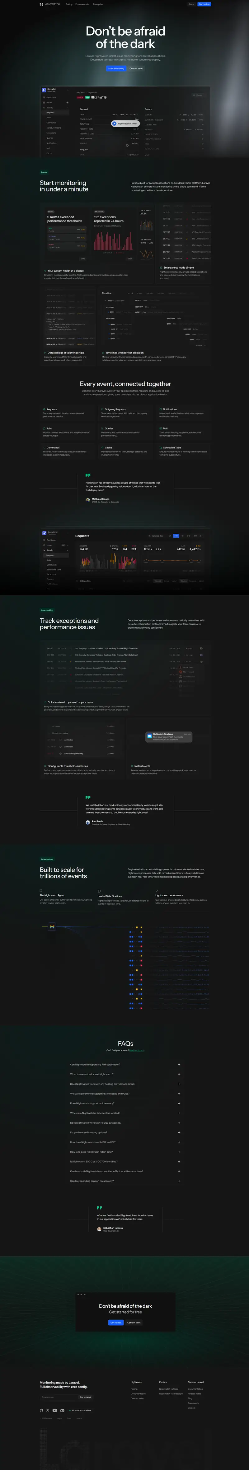 Laravel Nightwatch website screenshot