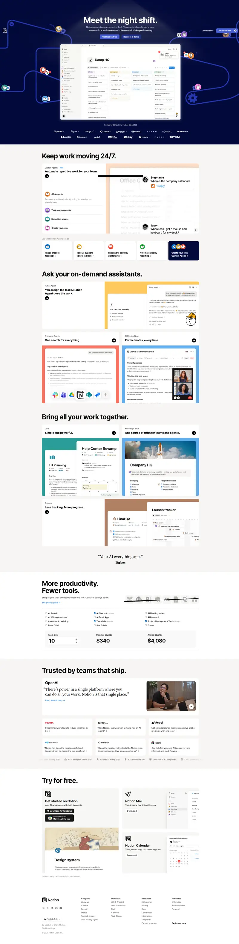 The AI workspace that works for you. | Notion website screenshot