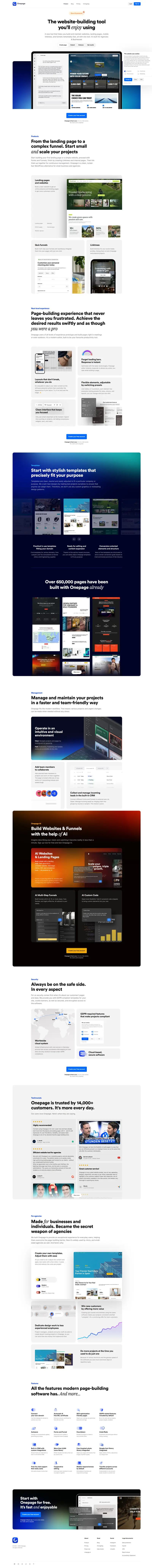 Onepage - Page building software that boosts your productivity | Onepage website screenshot