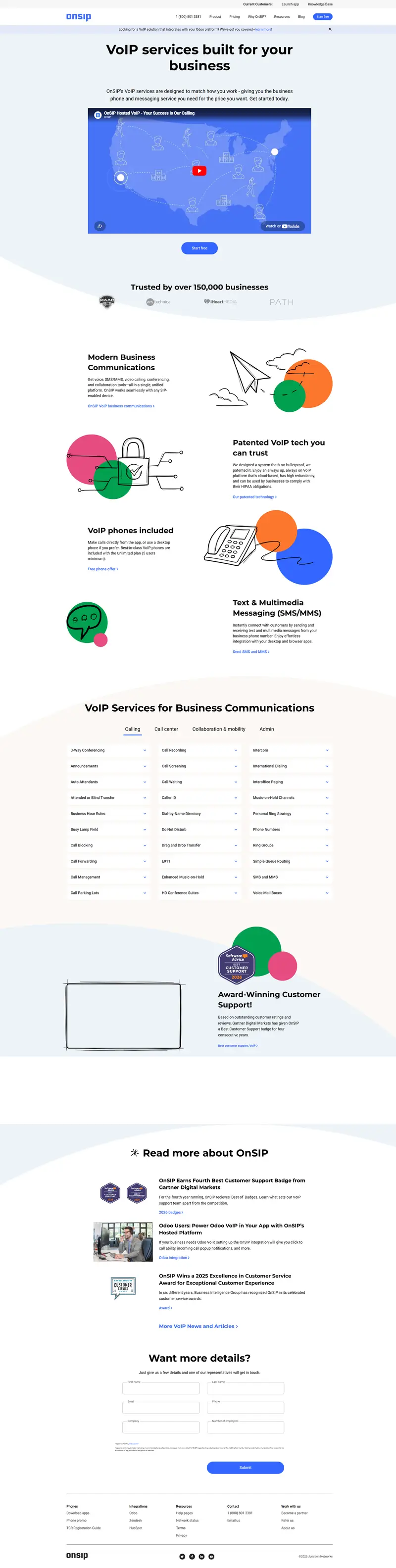OnSIP Business VoIP Services Provider | Cloud PBX & VoIP Solutions website screenshot