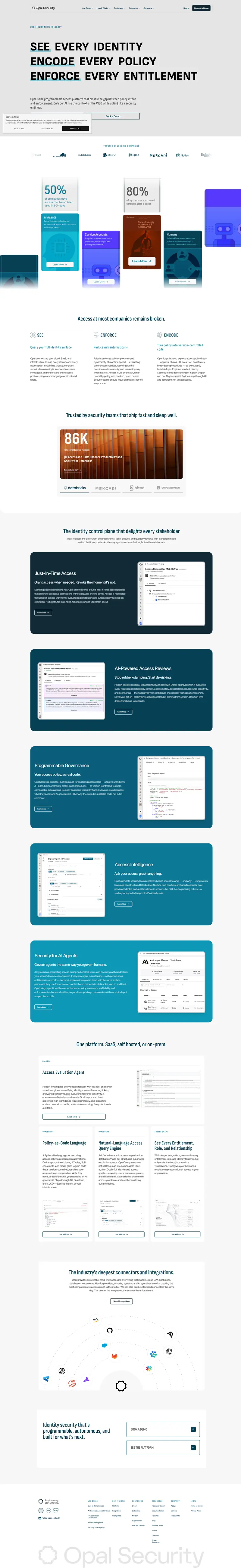 Opal Security | Identity that Thinks website screenshot