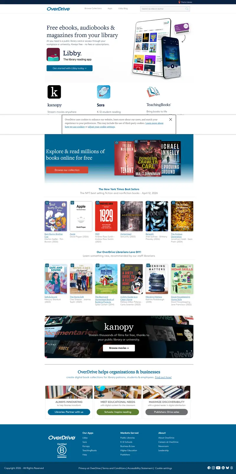 OverDrive: Free ebooks, audiobooks & movies from your library. website screenshot