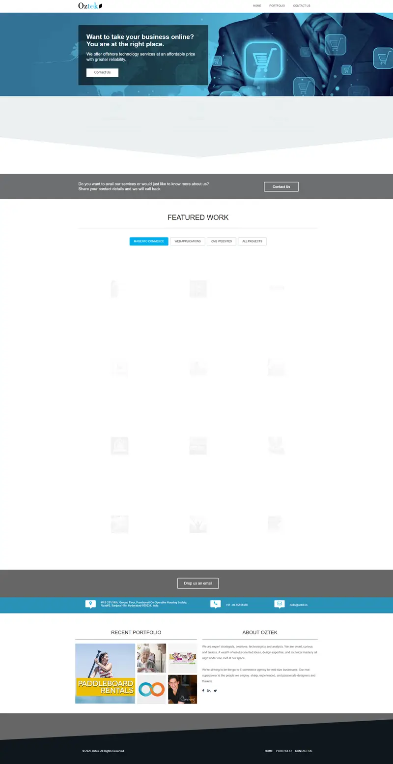 Oztek is a Professional eCommerce Consulting Services Provider. website screenshot