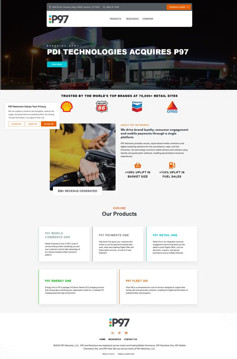 P97 Networks – Transforming Mobile Commerce website screenshot