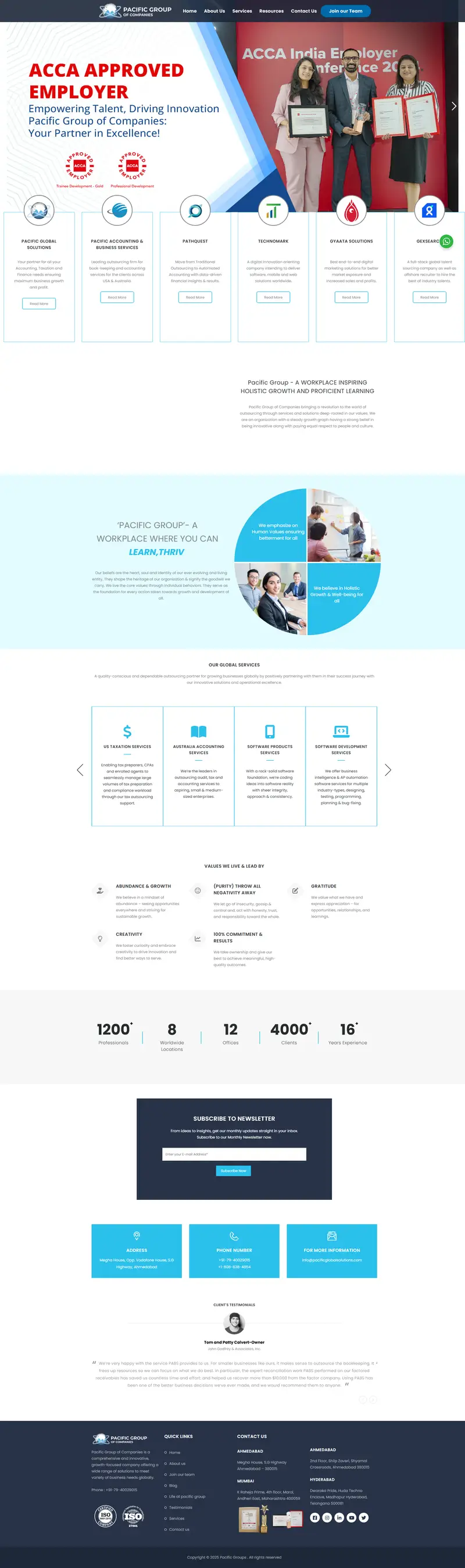Pacific Group of Companies I Best KPO in Ahmedabad website screenshot