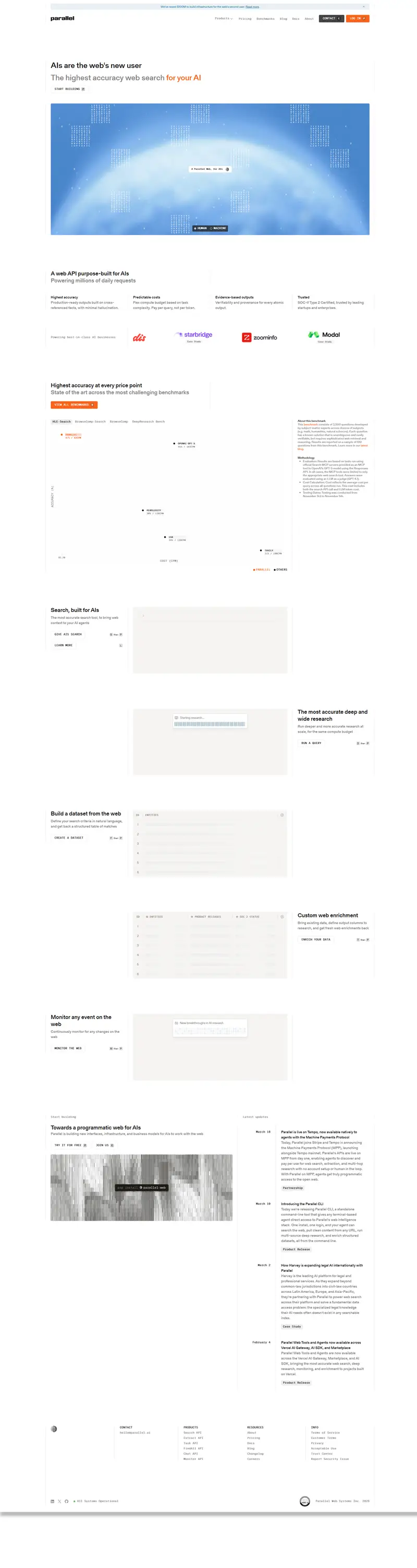 Parallel Web Systems | Infrastructure for intelligence on the web website screenshot