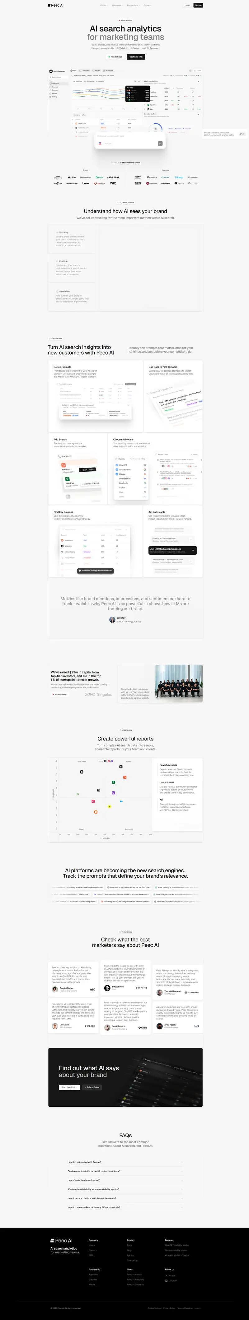 Peec AI - AI Search Analytics for Marketing Teams website screenshot