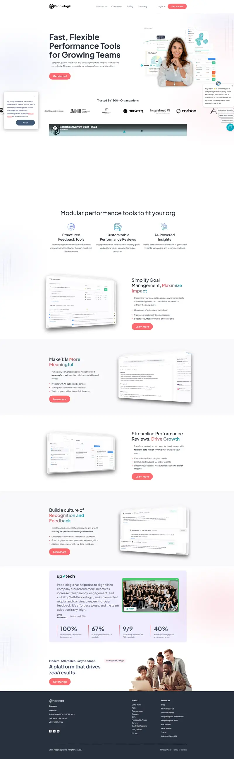 AI-enabled Performance, Productivity, and People Intelligence | Peoplelogic website screenshot