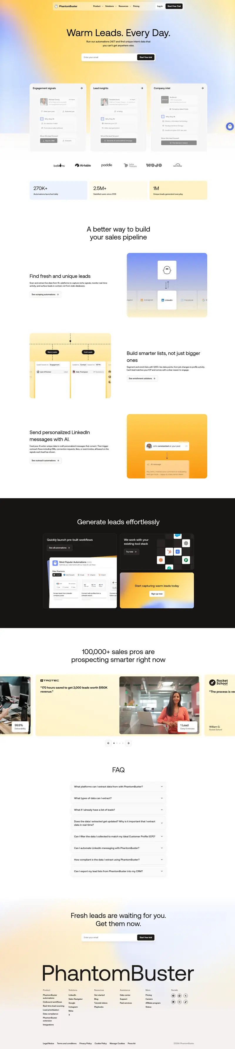 PhantomBuster | Real-time sales prospecting website screenshot