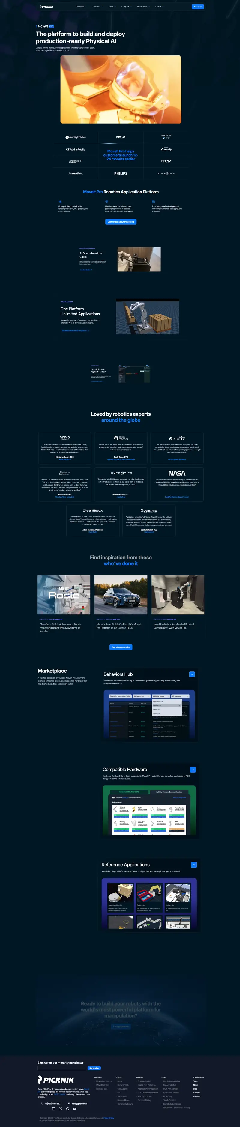 Robotics Solutions Company | Robotics Software | PickNik website screenshot