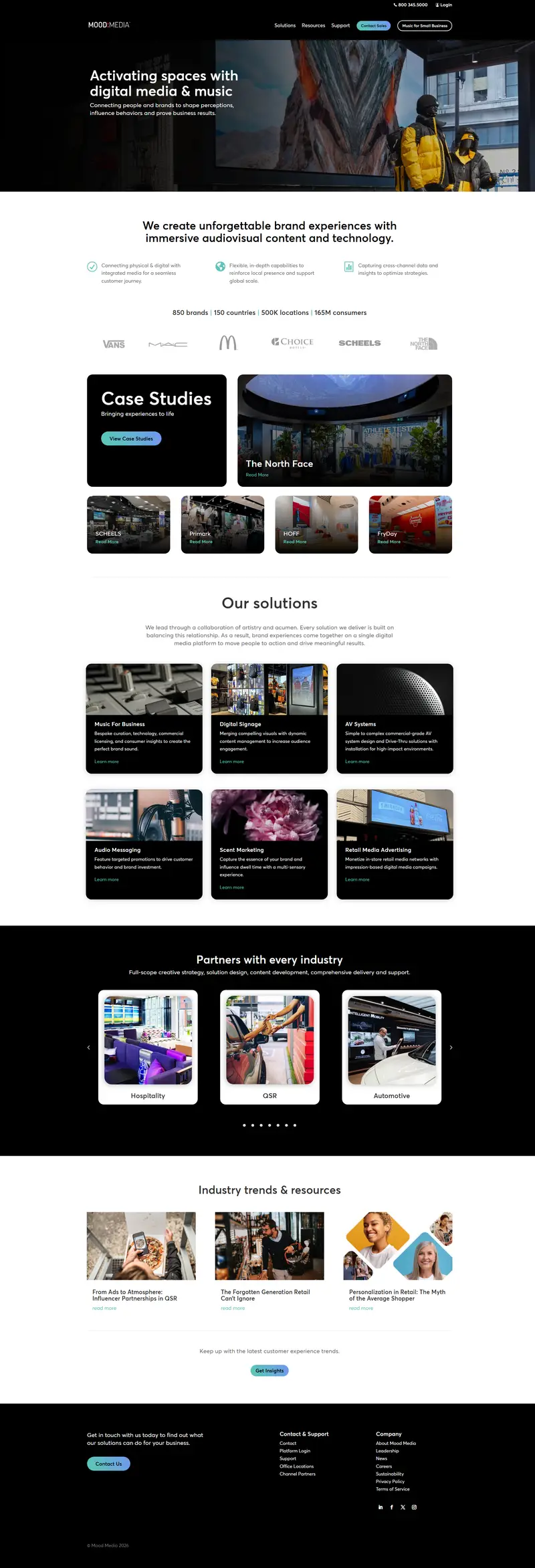 Mood Media: Activating Spaces with Digital Media & Music website screenshot