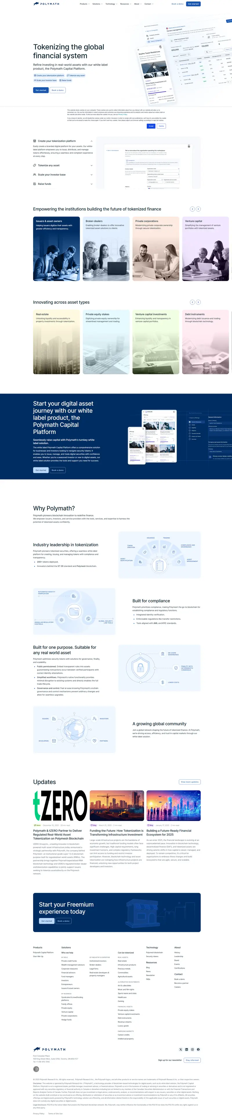 Polymath | Tokenizing the Global Financial System website screenshot